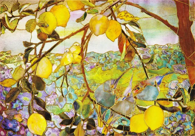 Peter Pauper Press Tiffany Lemon Tree notatkort 14-pak gull