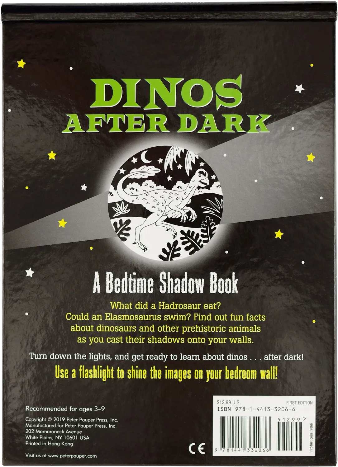 Peter Pauper Press Dinos After Dark barnebok med skyggebilder
