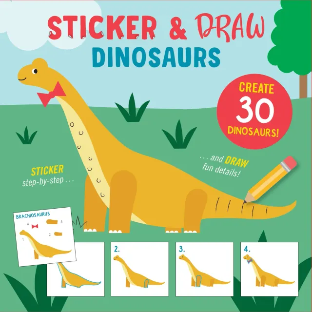 Peter Pauper Press Sticker & Draw Dinosaurs klistremerkebok 30 stk