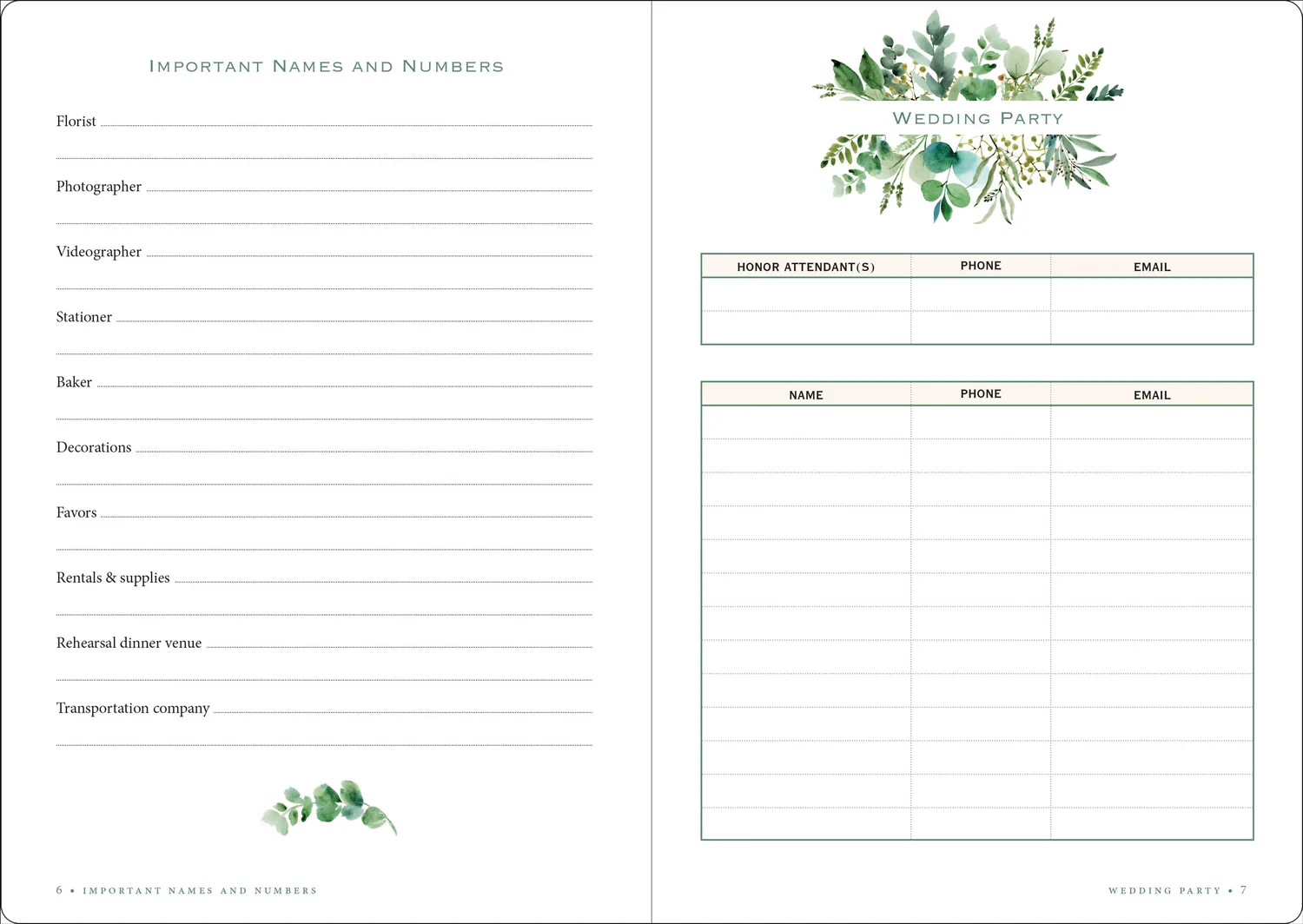 Peter Pauper Press Wedding Planner Eucalyptus bryllupsplanlegger