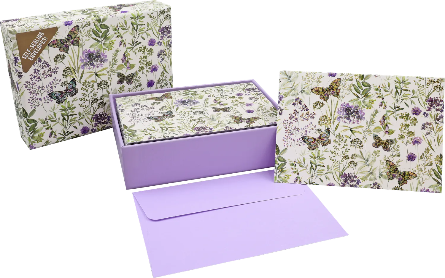 Peter Pauper Press Amethyst Butterflies notatkort 14-pk gullfolie