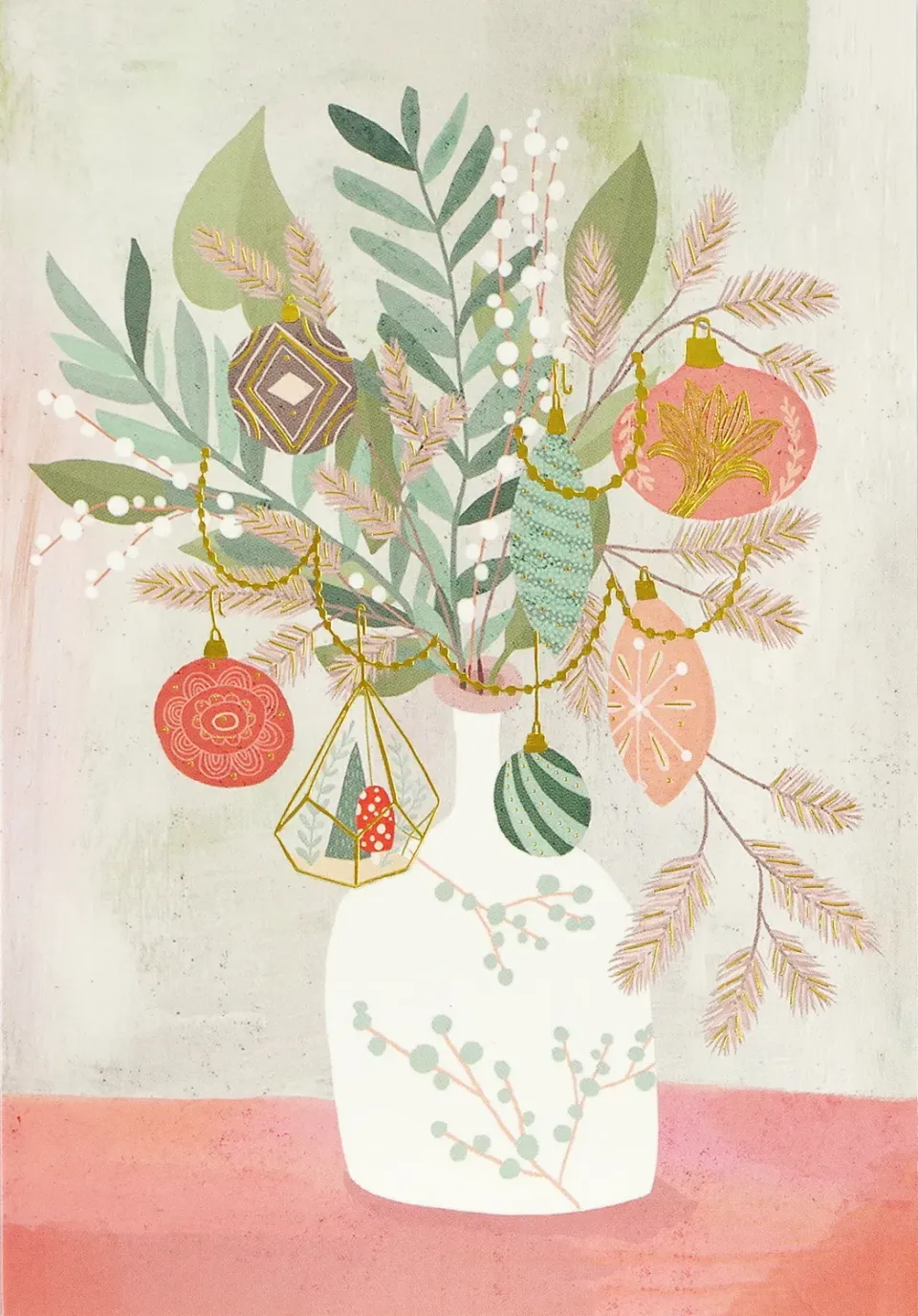 Peter Pauper Press Merry Bouquet julekort 20-pakning gullfolie