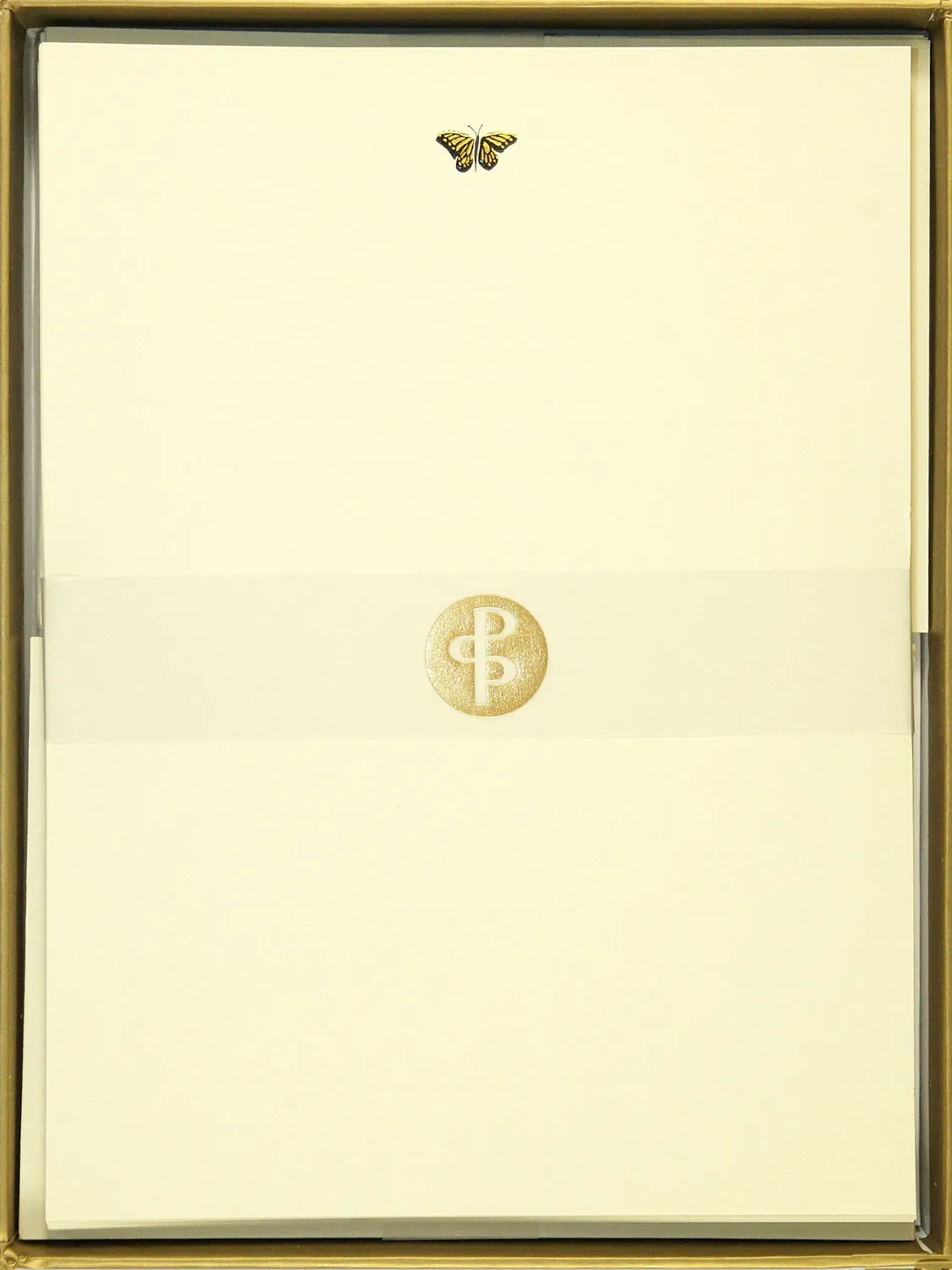 Peter Pauper Press Gold Butterfly brevpapirsett 30 ark gull