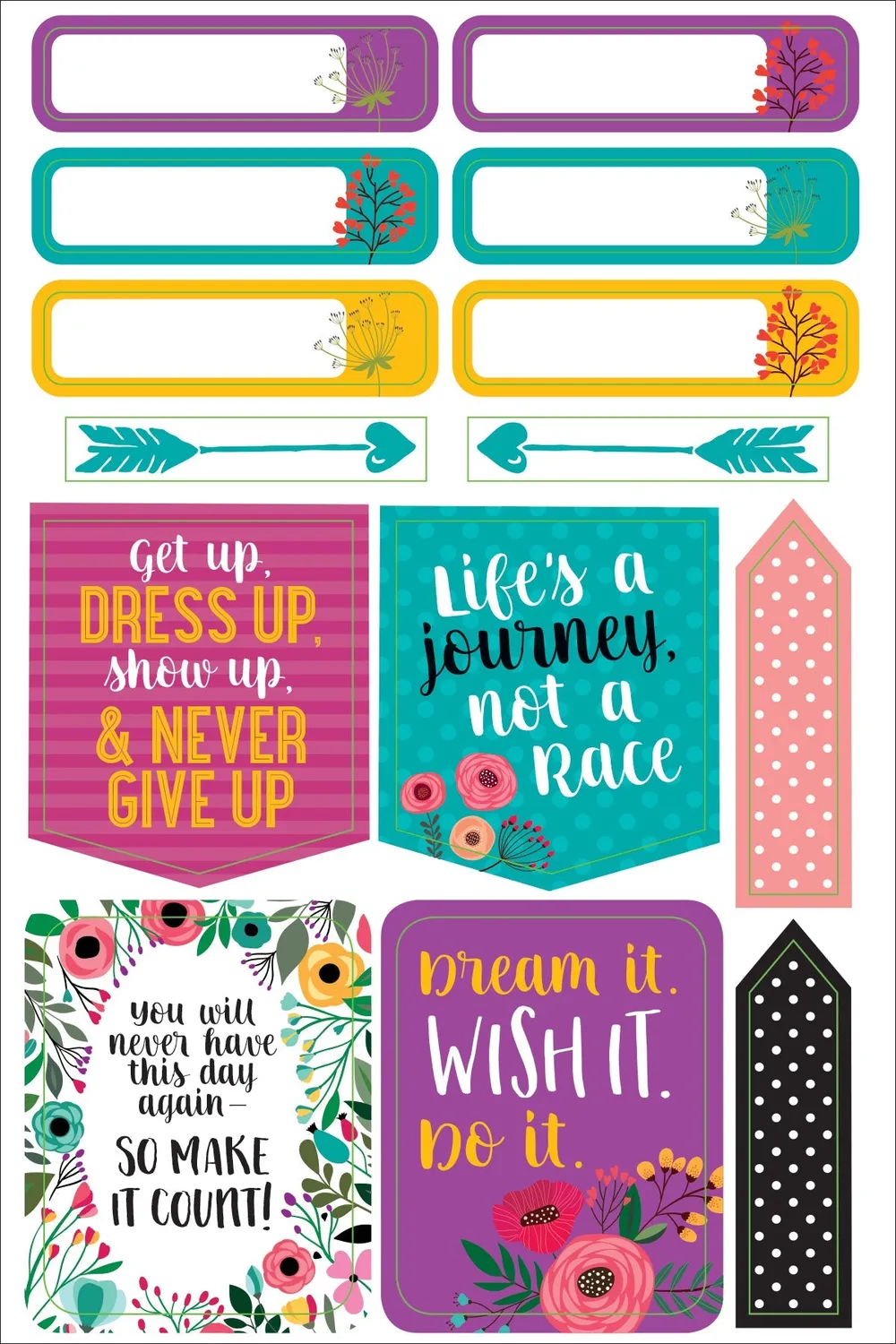 Essentials Wake Up Kick Ass Repeat klistremerker 150 stk planner