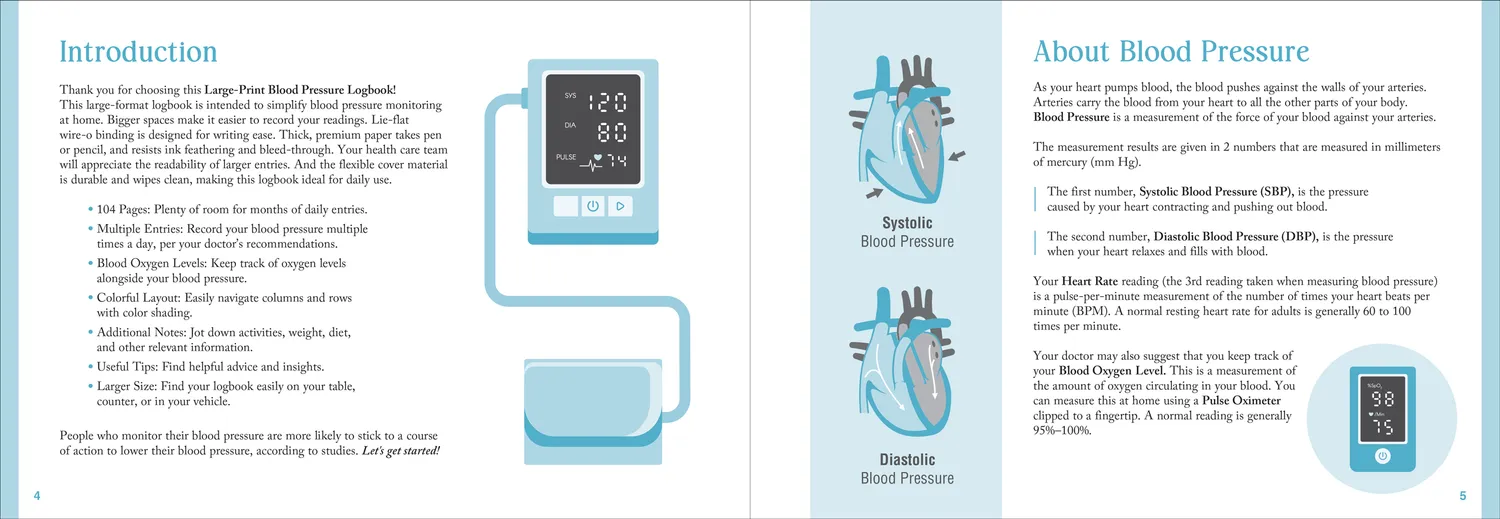 Peter Pauper Press Blood Pressure Logbook blodtrykksbok 104 sider