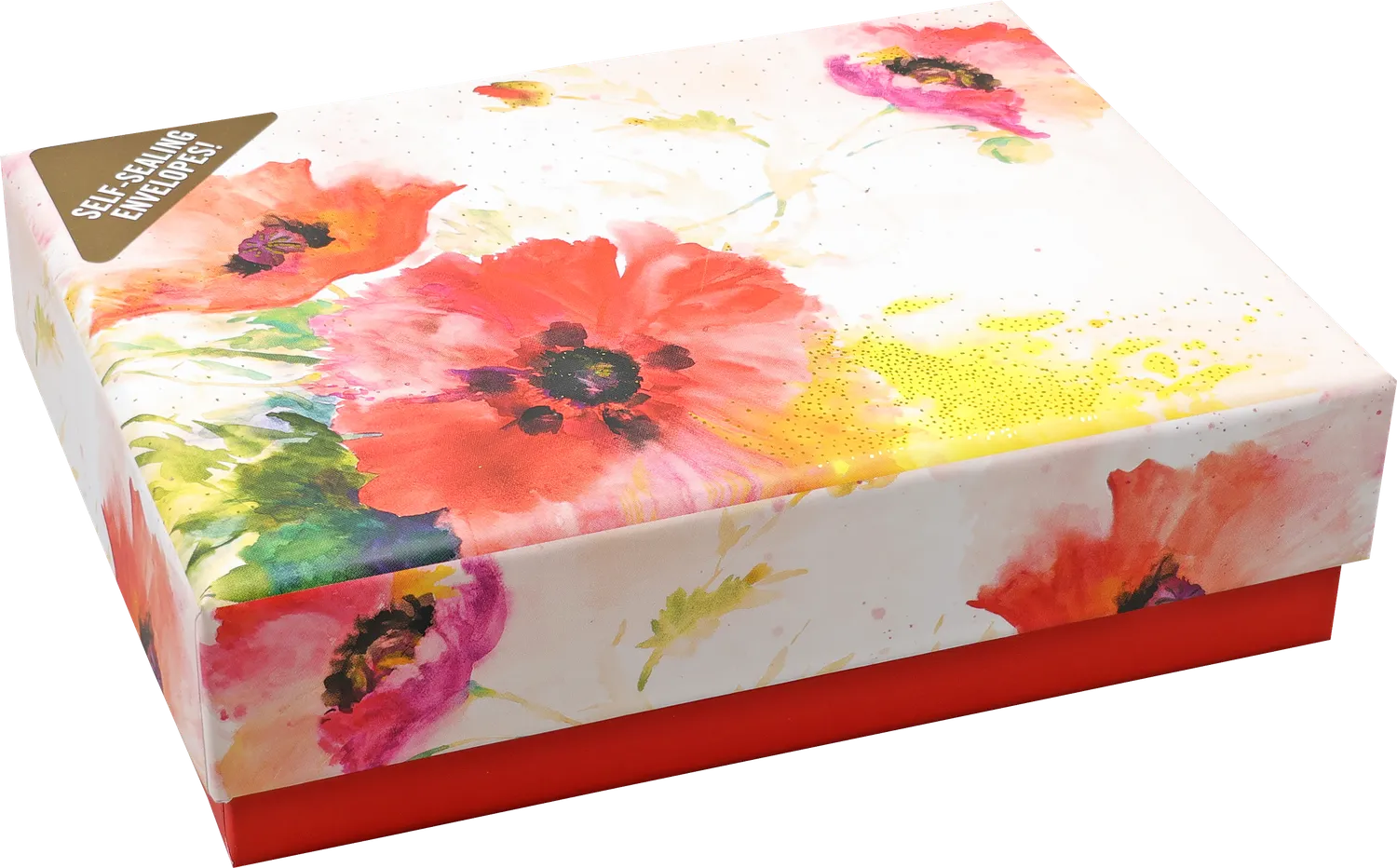 Peter Pauper Press Watercolor Poppies notatkort 14 stk med gullfolie