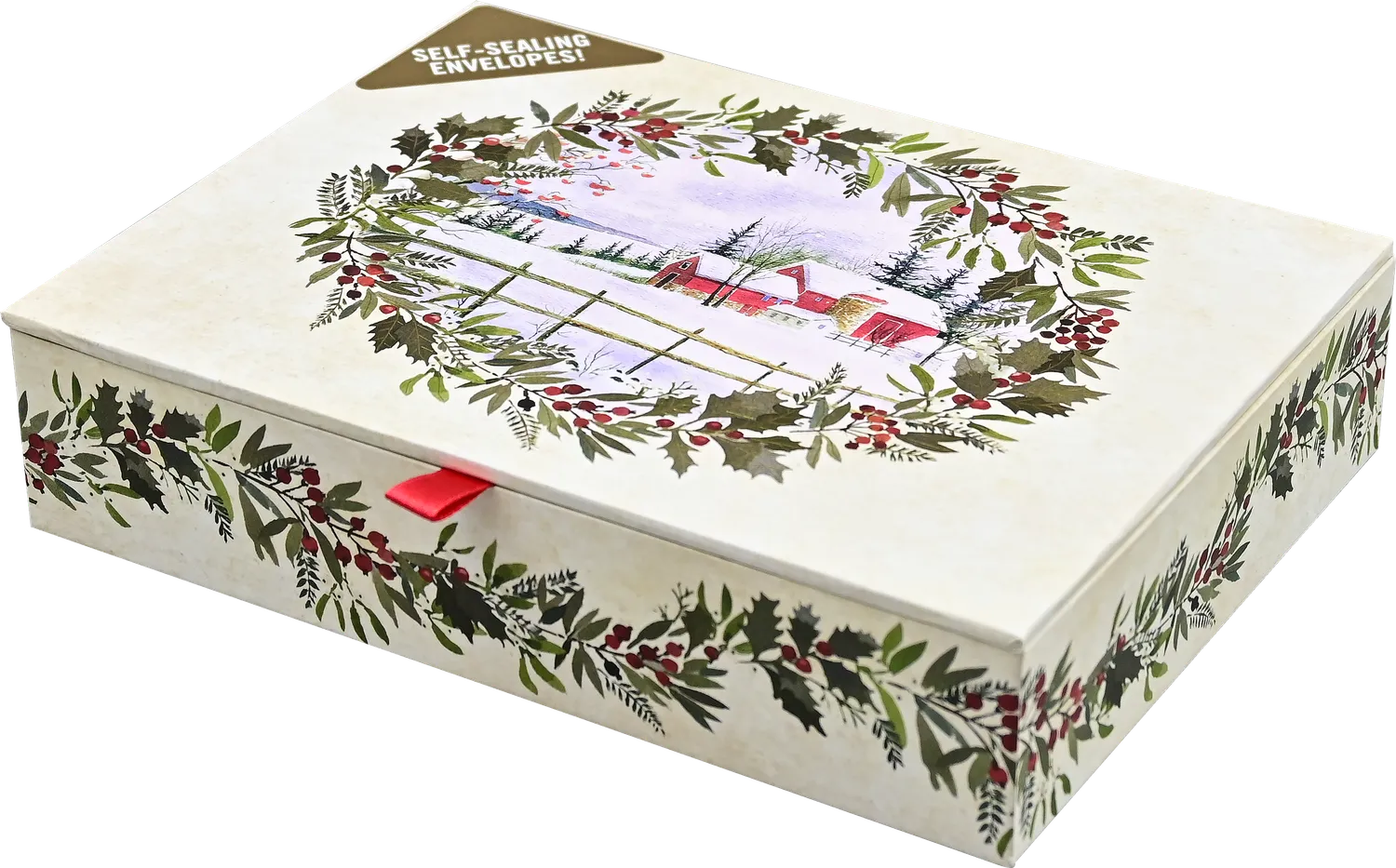 Peter Pauper Press Winter Holly julekort 20-pk gullfolie