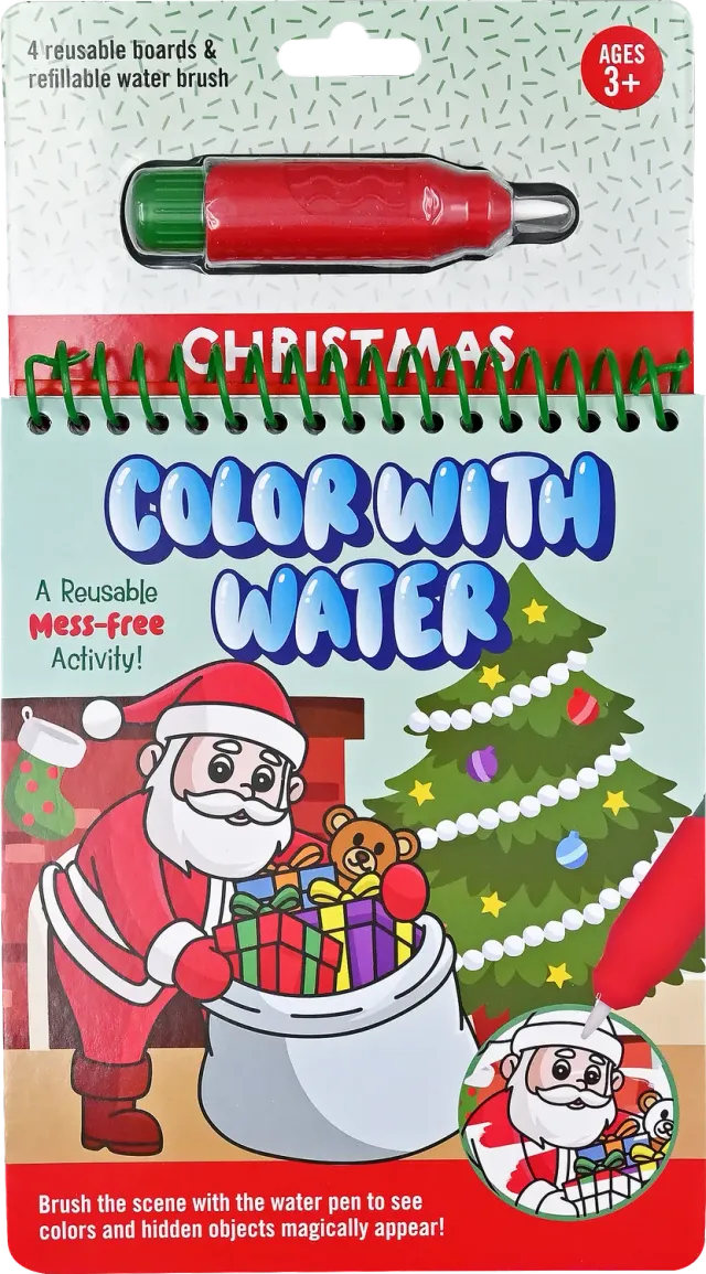 Peter Pauper Press Color With Water Christmas malebok vannpenn