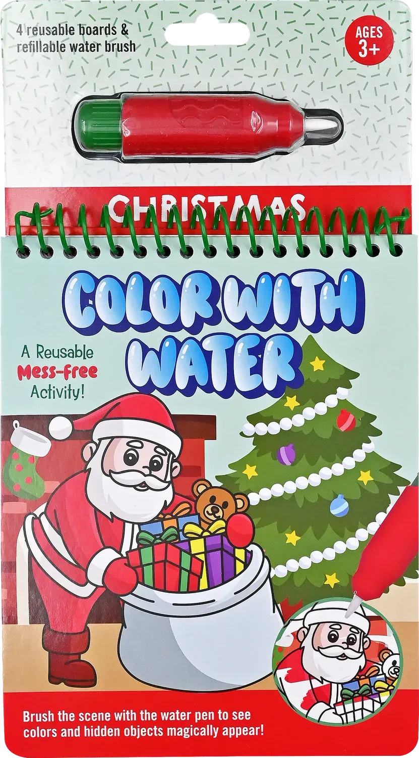 Peter Pauper Press Color With Water Christmas malebok vannpenn