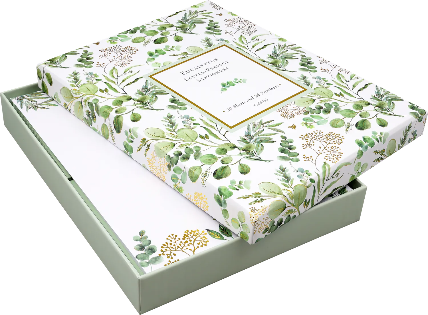 Peter Pauper Press Eucalyptus brevpapir 30 ark gullfolie