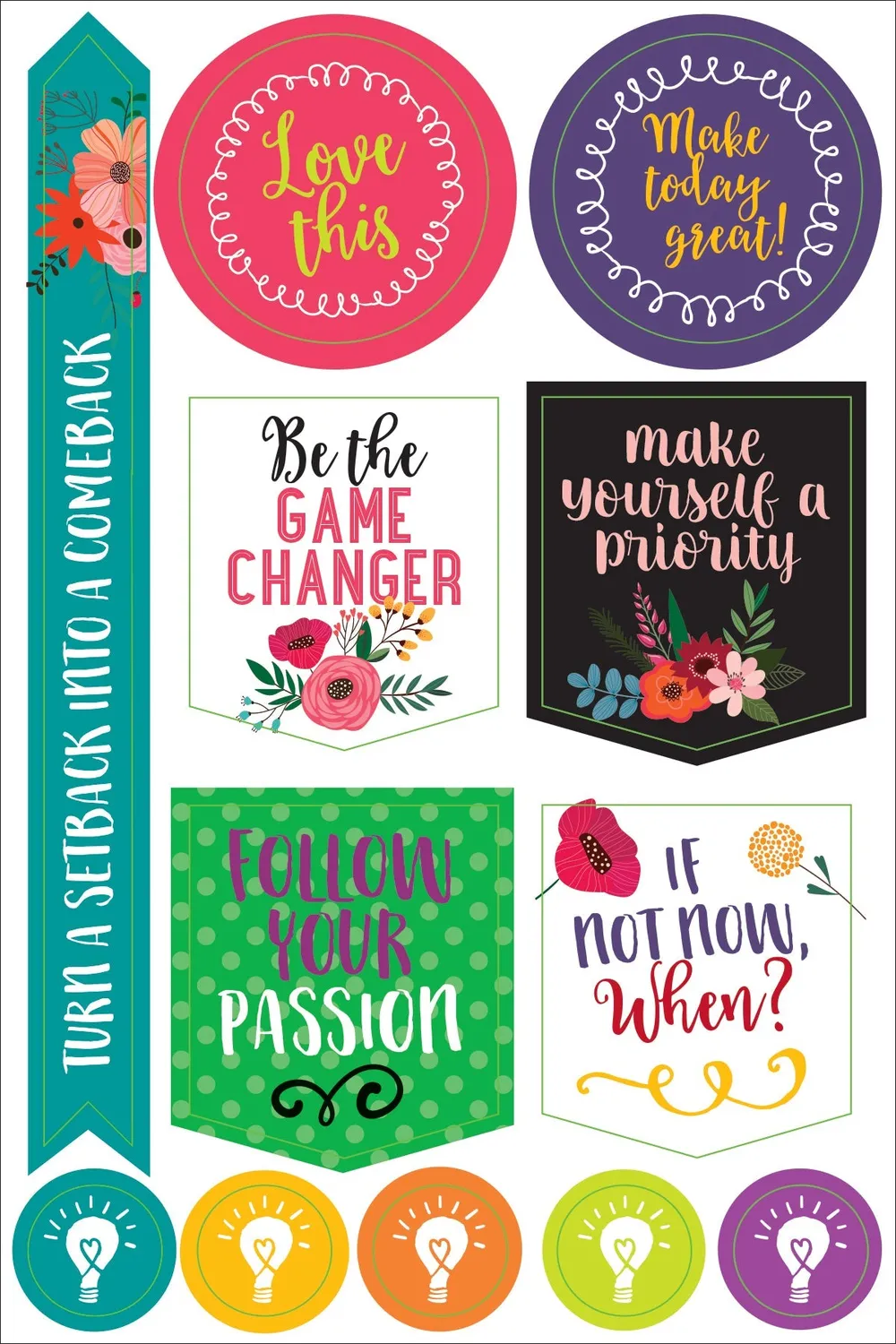 Essentials Wake Up Kick Ass Repeat klistremerker 150 stk planner
