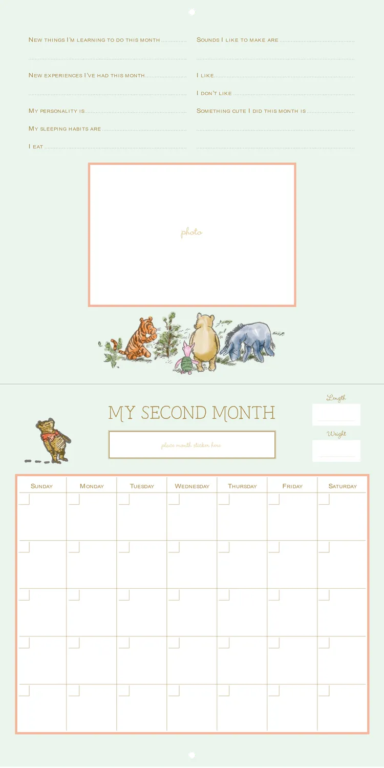 Peter Pauper Press Winnie-the-Pooh babykalender første år