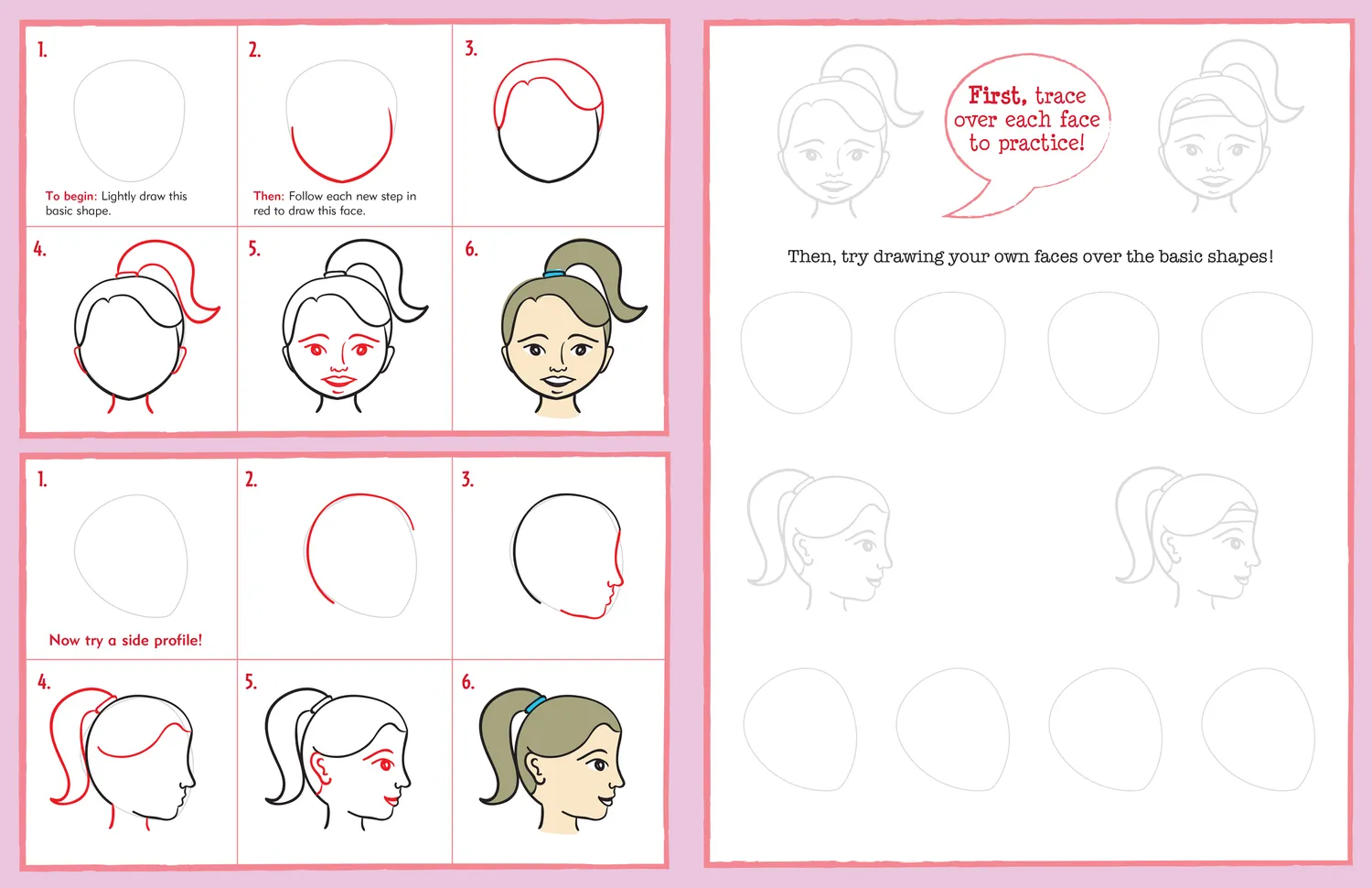 Peter Pauper Press Learn to Draw Faces tegnebok barn