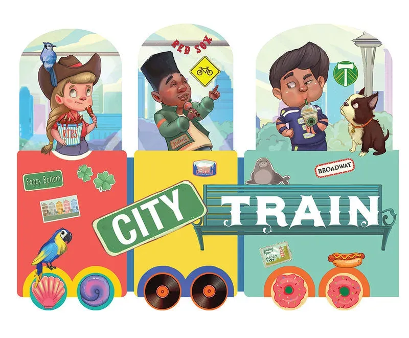 Abrams and Chronicle City Train pappbok brett-ut tog