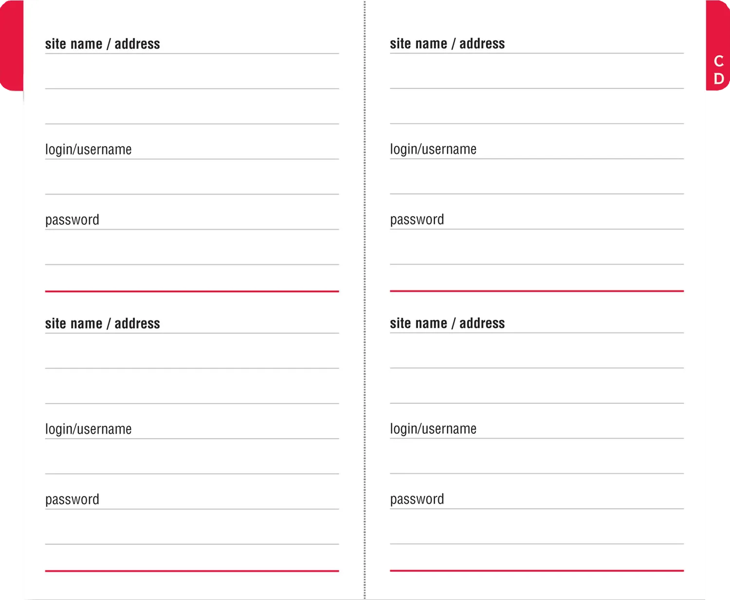 Peter Pauper Press Pocket Internet Address Password Logbook passordbok mini