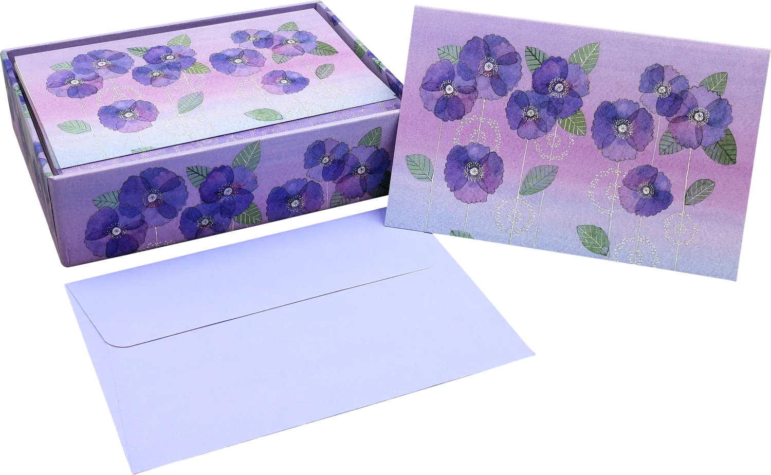 Peter Pauper Press Watercolor Violets kort 14 stk