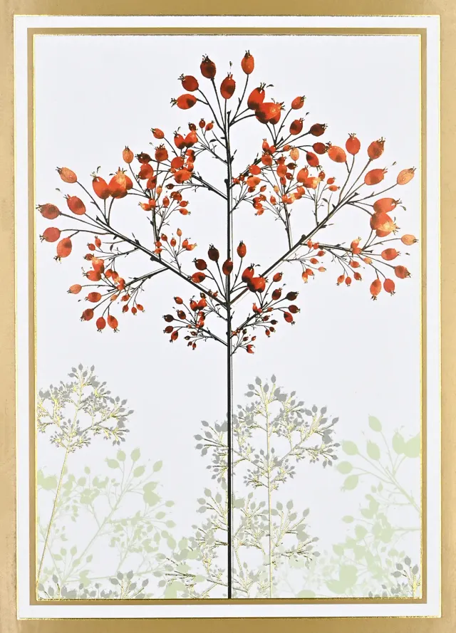 Peter Pauper Press Winter Trees julekort 20-pakn gullfolie