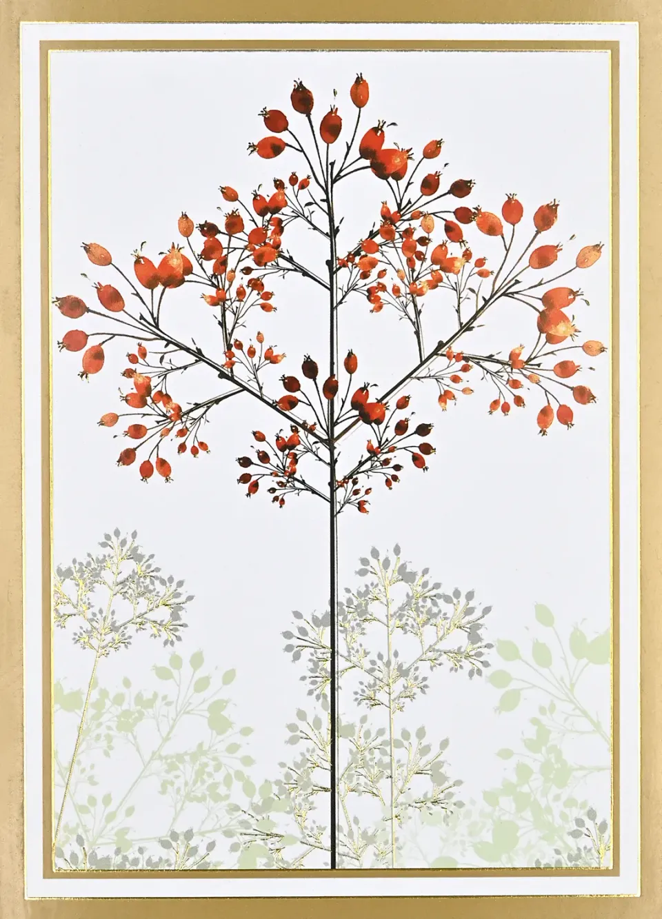 Peter Pauper Press Winter Trees julekort 20-pakn gullfolie