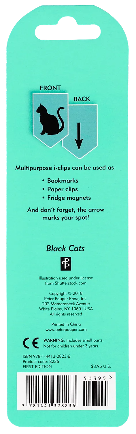 Peter Pauper Press Black Cats magnetisk bokmerke 8 stk katt