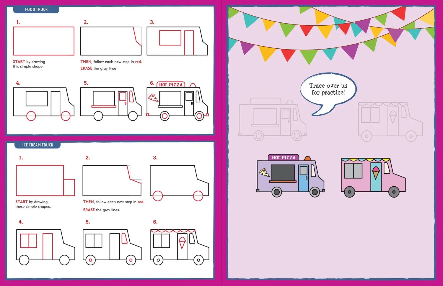 Learn to Draw Cars Trucks Trains tegnebok barn 48 sider