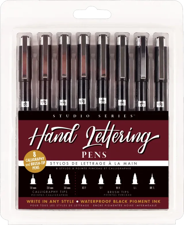 Studio Series Hand Lettering tusjpenner 8 stk kalligrafi svart