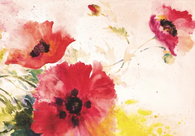 Peter Pauper Press Watercolor Poppies notatkort 14 stk med gullfolie