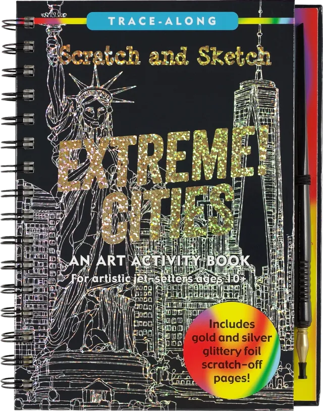 Peter Pauper Press Extreme Cities Scratch and Sketch skrapebok 20 byer