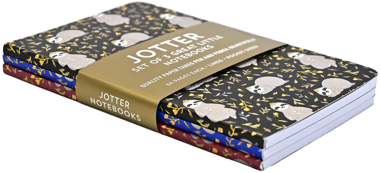 Peter Pauper Press Jotter Sloths mininotatbøker 3 stk
