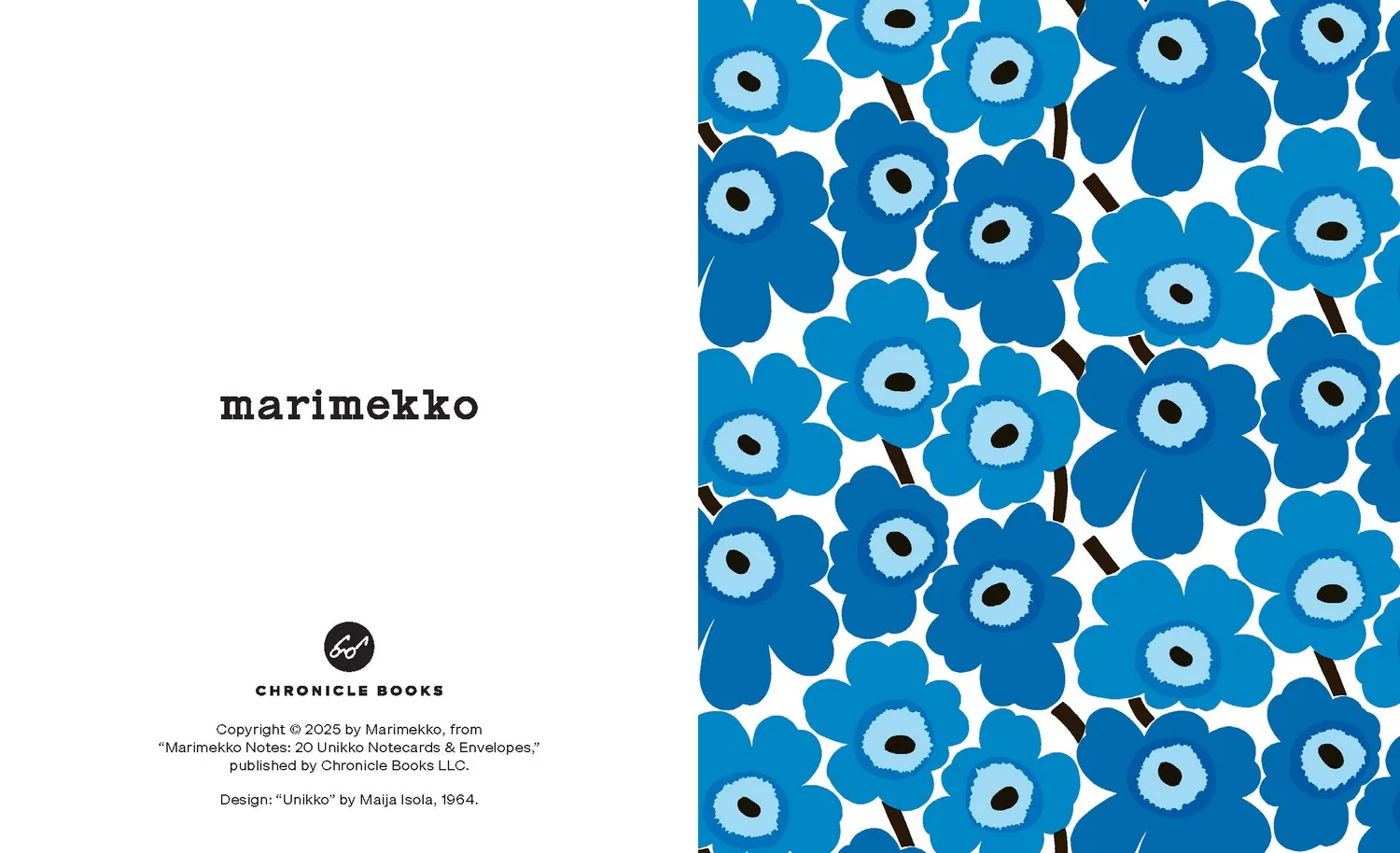 Marimekko Notes Blues Unikko kort 20-pakning