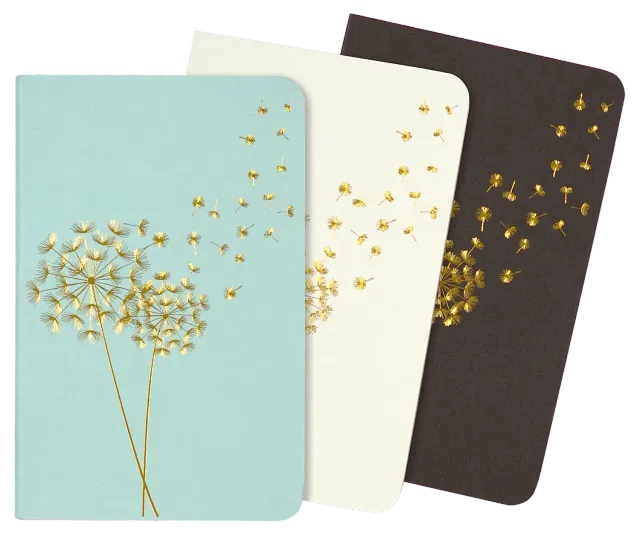 Peter Pauper Press Jotter Dandelion Wishes mininotatbøker 3-pakning prikkete