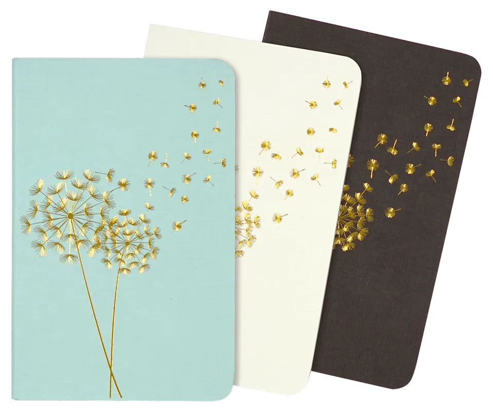 Peter Pauper Press Jotter Dandelion Wishes mininotatbøker 3-pakning prikkete