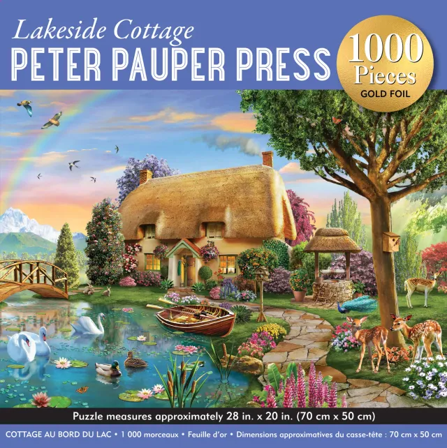Peter Pauper Press Lakeside Cottage puslespill 1000 brikker gullfolie