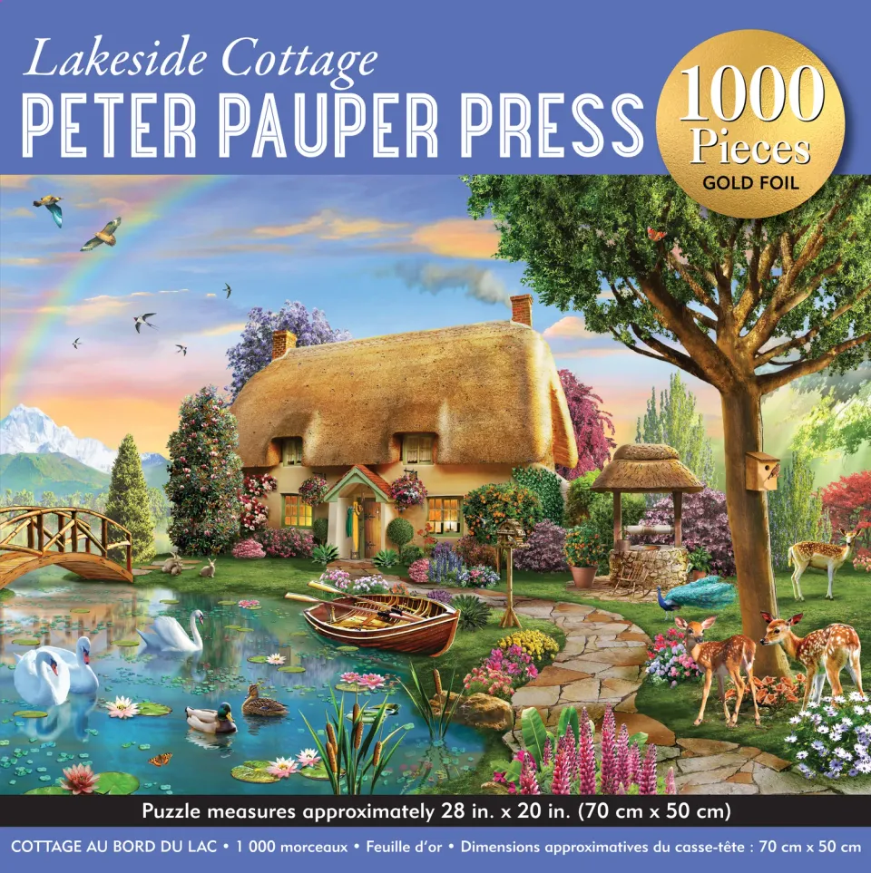 Peter Pauper Press Lakeside Cottage puslespill 1000 brikker gullfolie