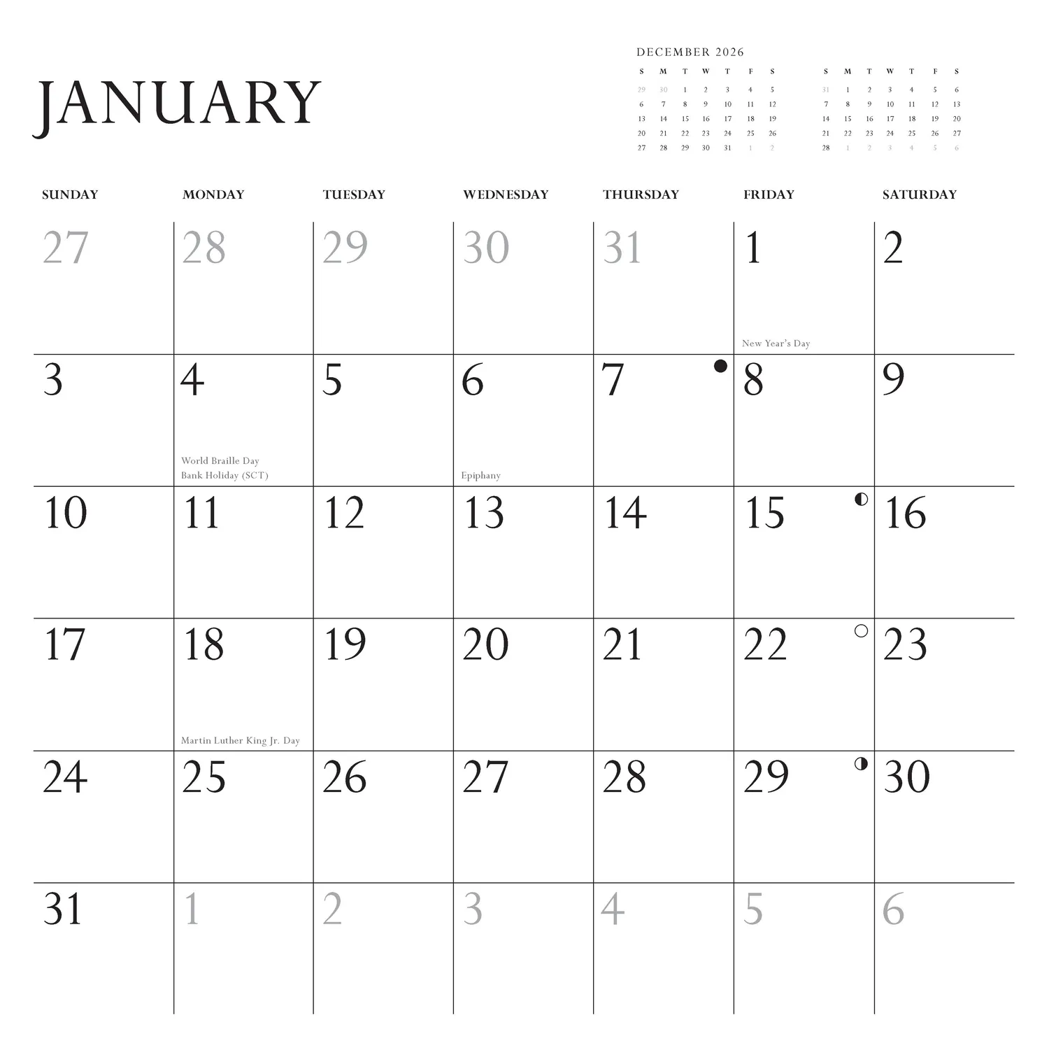 Disappointing Affirmations 2027 veggkalender 12x12
