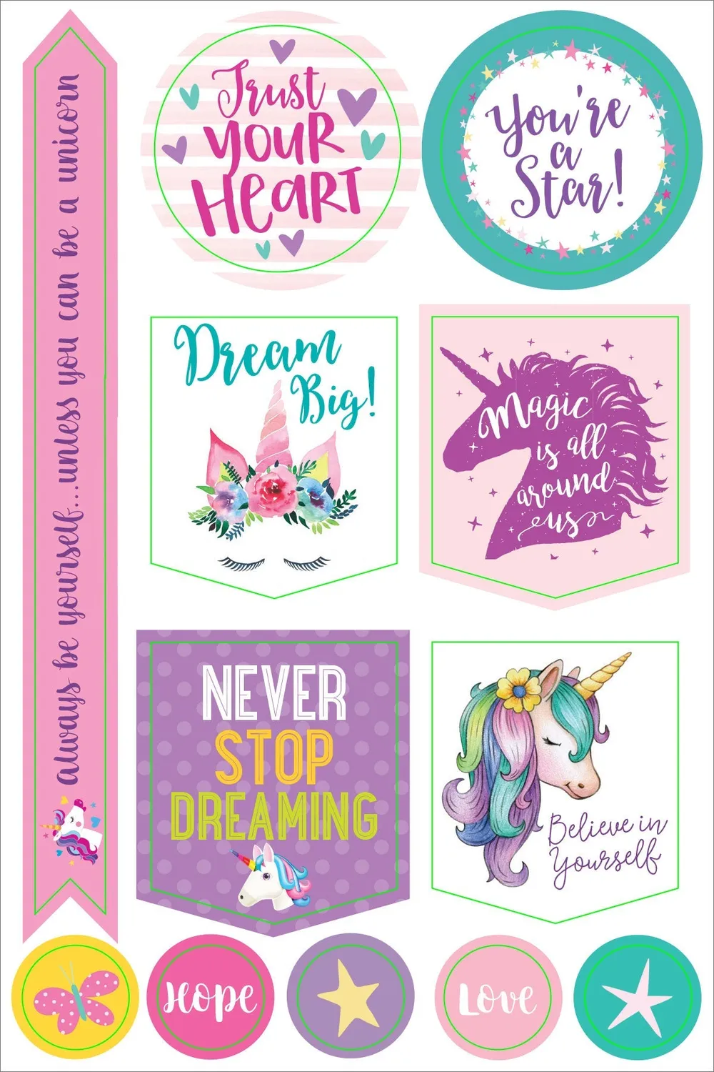 Peter Pauper Press Essentials Unicorn klistremerker 160 stk