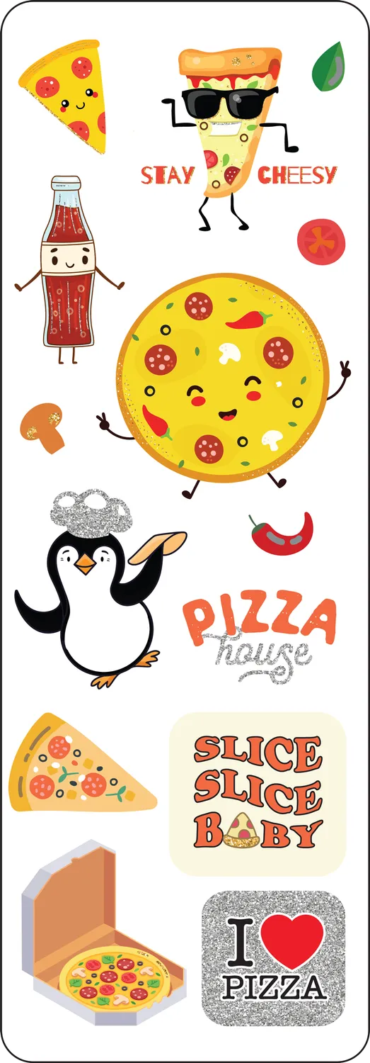 Peter Pauper Press Pizza Party klistremerkesett 90 stk
