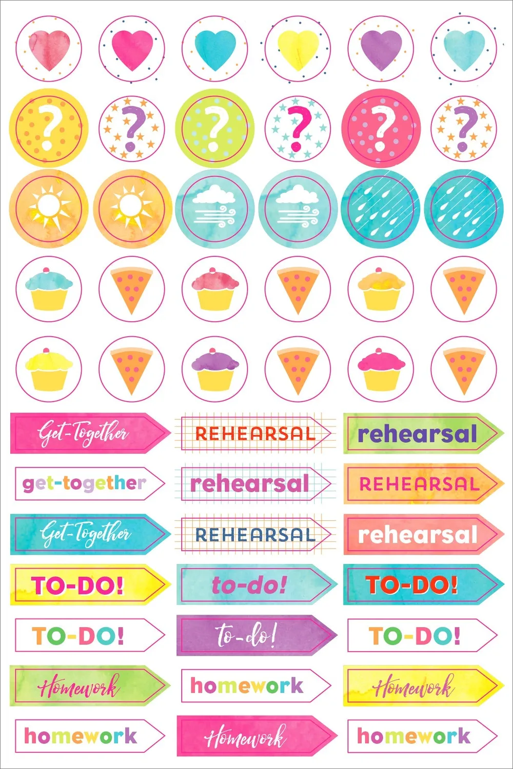 Essentials Student Planner klistremerker 575 stk fargerike