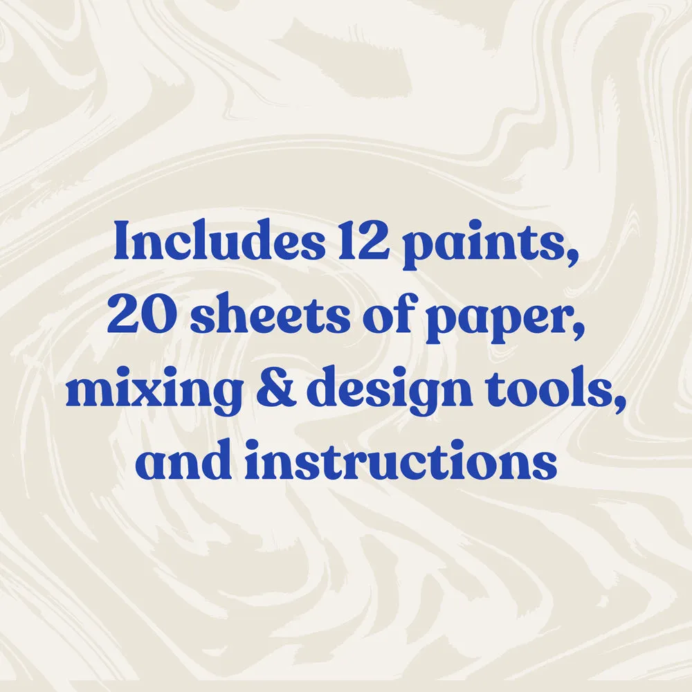 Mindful Crafts Meditative Marbling Kit marmoreringssett 12 farger