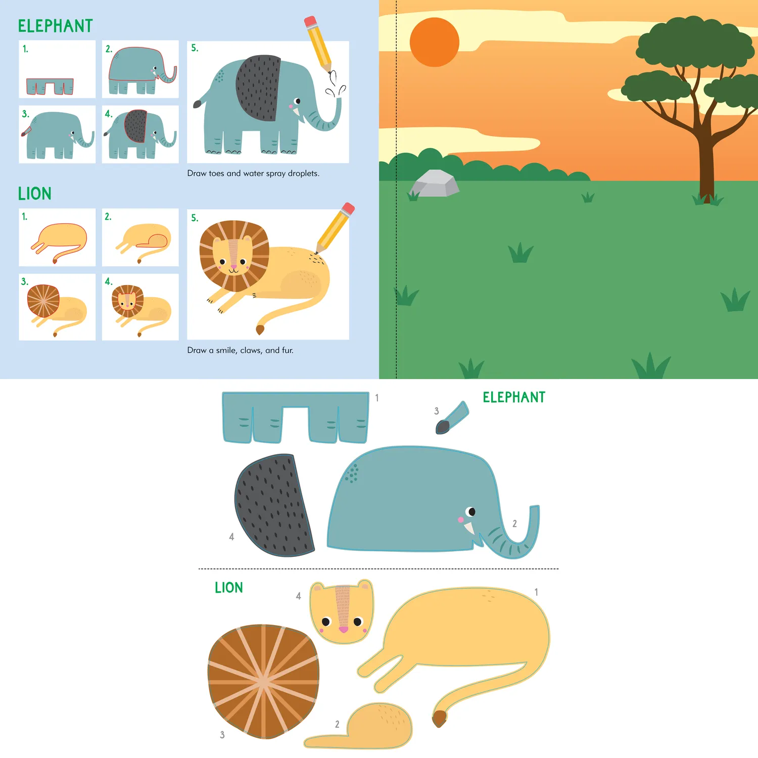 Peter Pauper Press Sticker & Draw Animals klistremerkebok 30 dyr