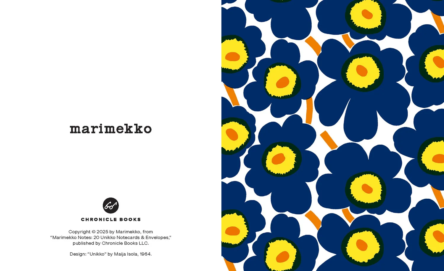 Marimekko Notes Blues Unikko kort 20-pakning