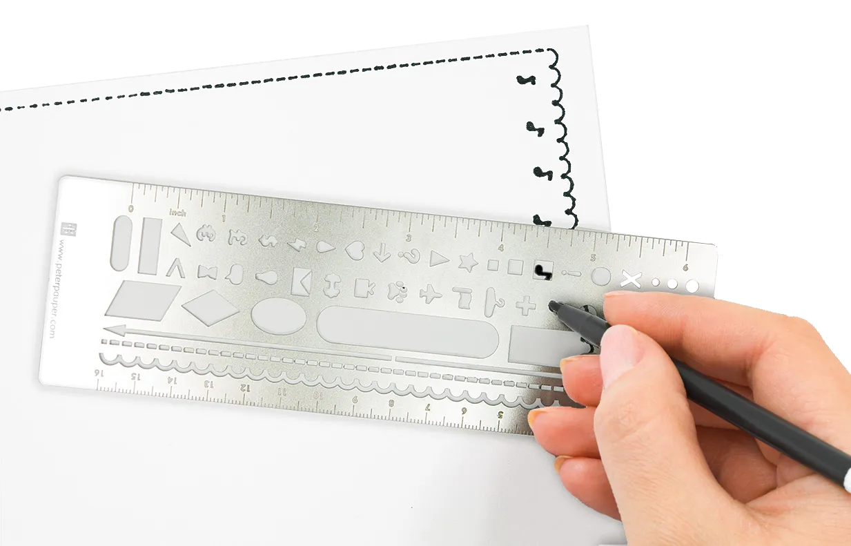 Peter Pauper Press Metal Stencil bokmerke sjablong linjal