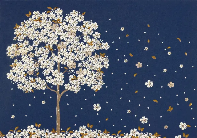Peter Pauper Press Falling Blossoms notatkort 14-pakning gullfolie