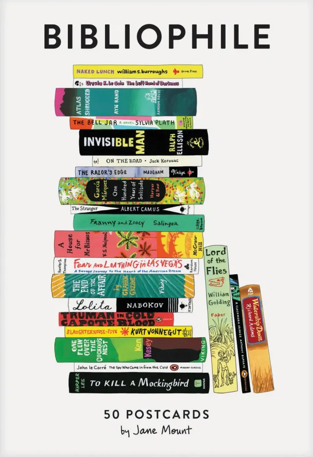 Bibliophile 50 postkort bokelskere gaveeske folie