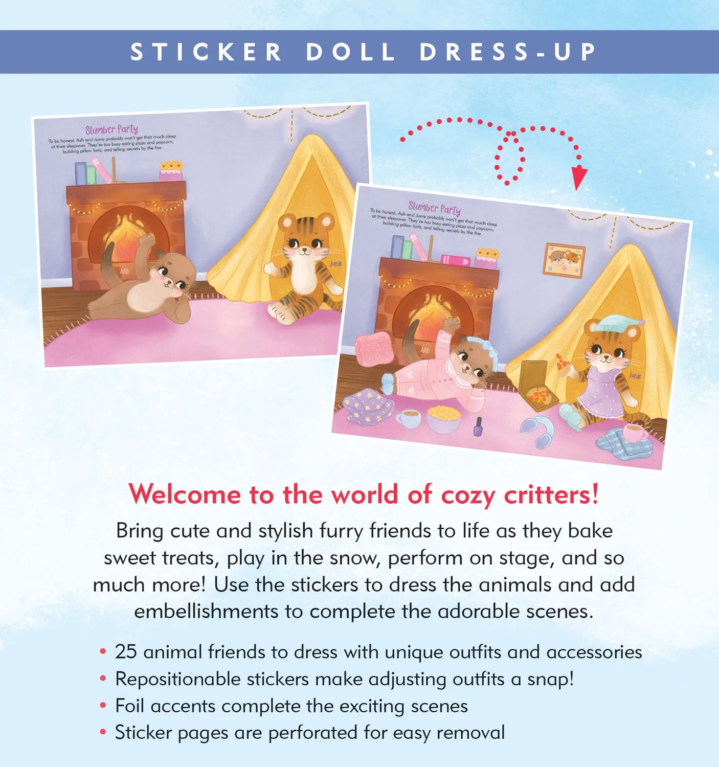 Peter Pauper Press Animals Sticker Doll Dress-Up Book klistremerkebok 200+ stk