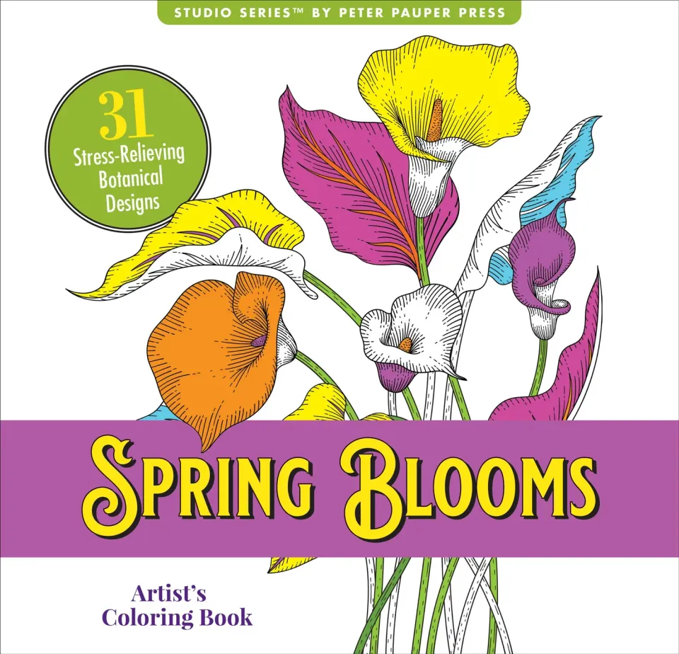 Peter Pauper Press Spring Blooms fargeleggingsbok blomster