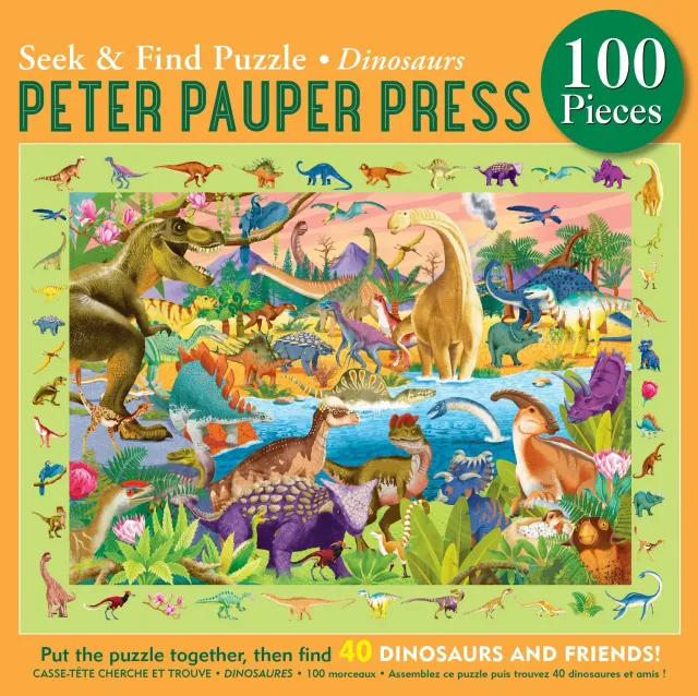 Peter Pauper Press Dinosaurs puslespill 100 brikker seek-find