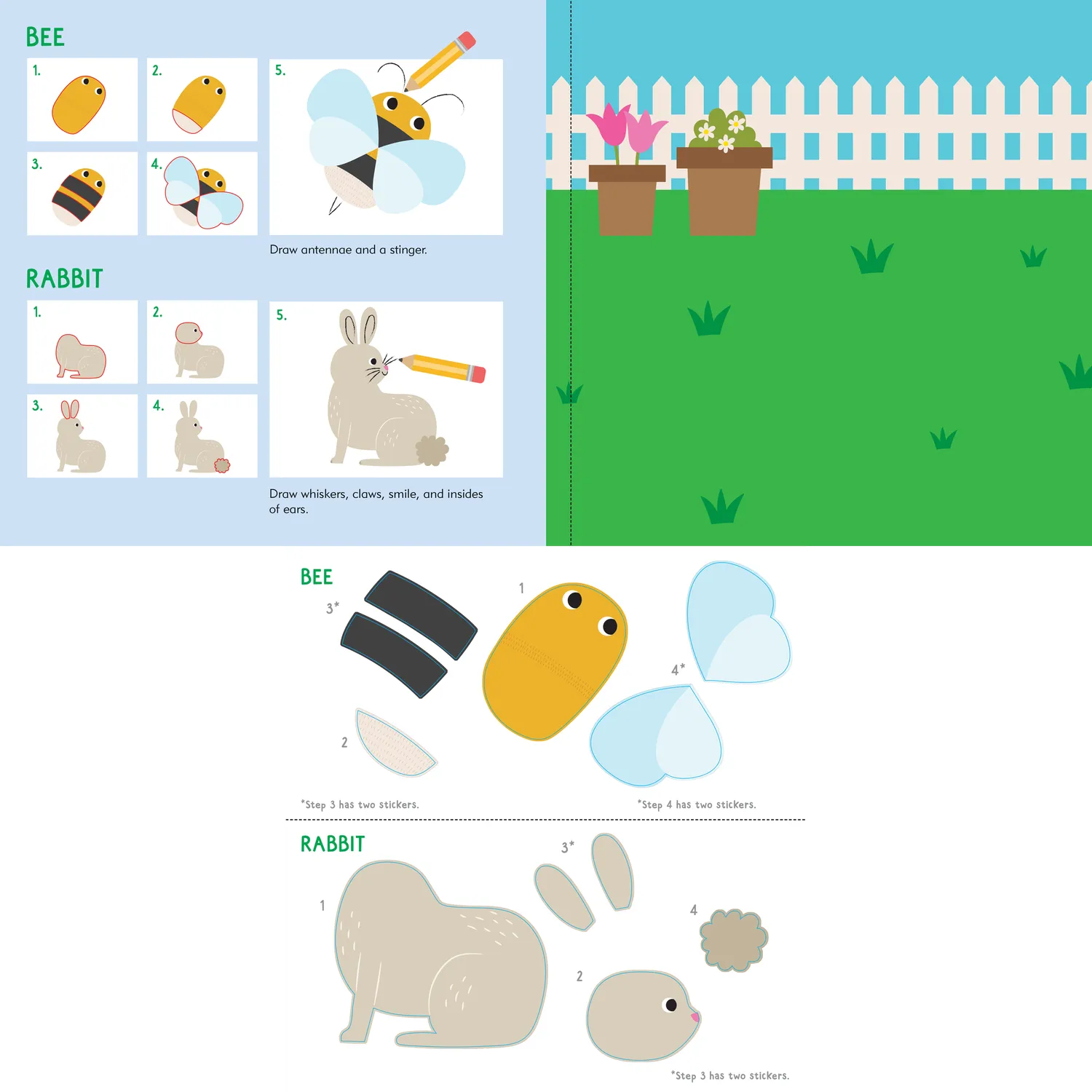 Peter Pauper Press Sticker & Draw Animals klistremerkebok 30 dyr