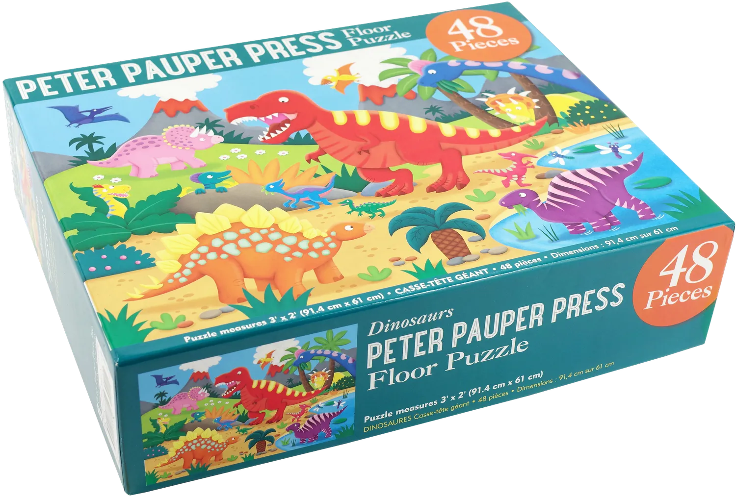 Peter Pauper Press Dinosaurs gulvpuslespill 48 brikker barn