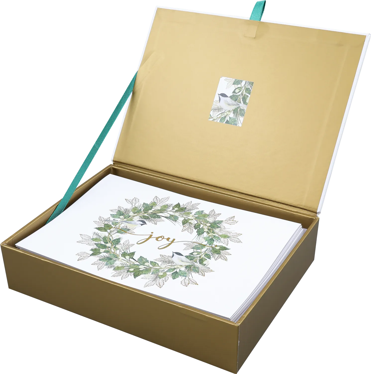 Peter Pauper Press Wreath of Joy julekort 20-pakning med gullfolie