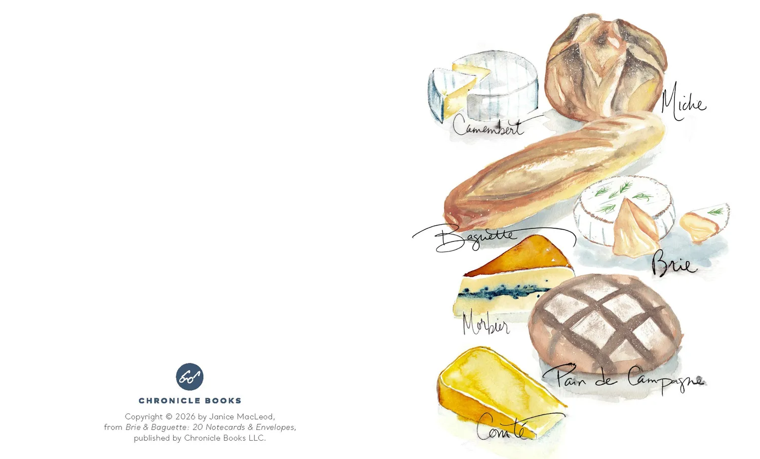 Brie Baguette Notes 20 notatkort eske franske